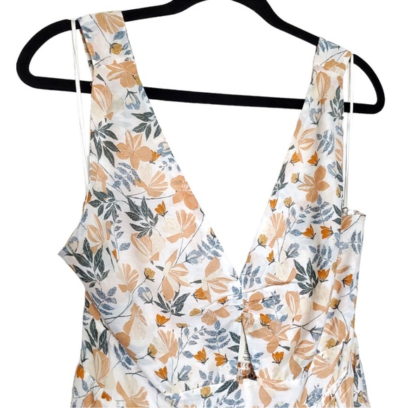 Joie Sleeveless‎ Keyhole Tie Midi Summer Sun Dress White Orange Cotton Floral 8 - Picture 7 of 8